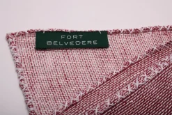 Handrolled Burgundy X-Stitch Linen Pocket Square