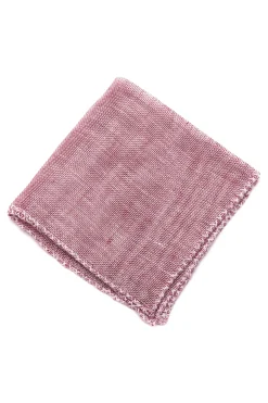 Handrolled Burgundy X-Stitch Linen Pocket Square