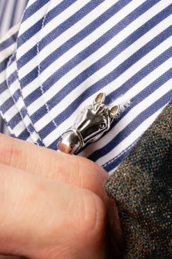 Horse & Stirrup Blackened Sterling Silver Cufflinks