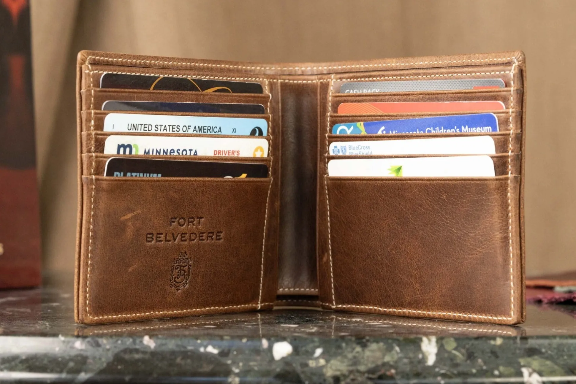 Le Grand 10 Card Antique Mahogany Leather Wallet