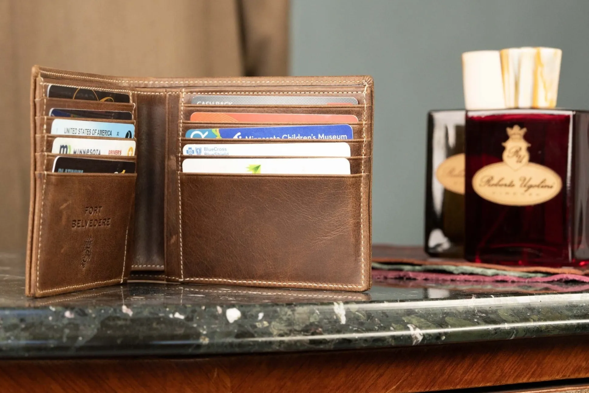 Le Grand 10 Card Antique Mahogany Leather Wallet