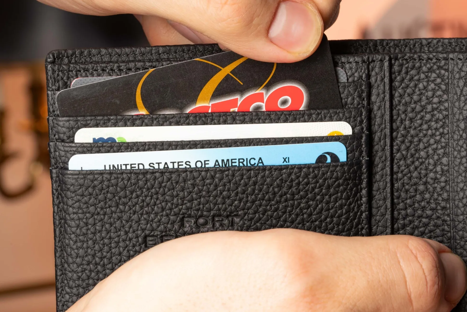 Le Grand 10 Card Black Togo Calf Leather Wallet