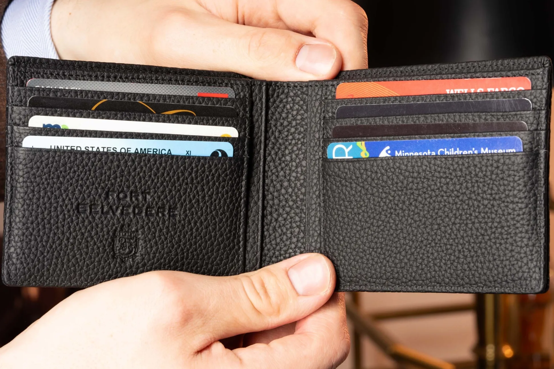 Le Grand 10 Card Black Togo Calf Leather Wallet