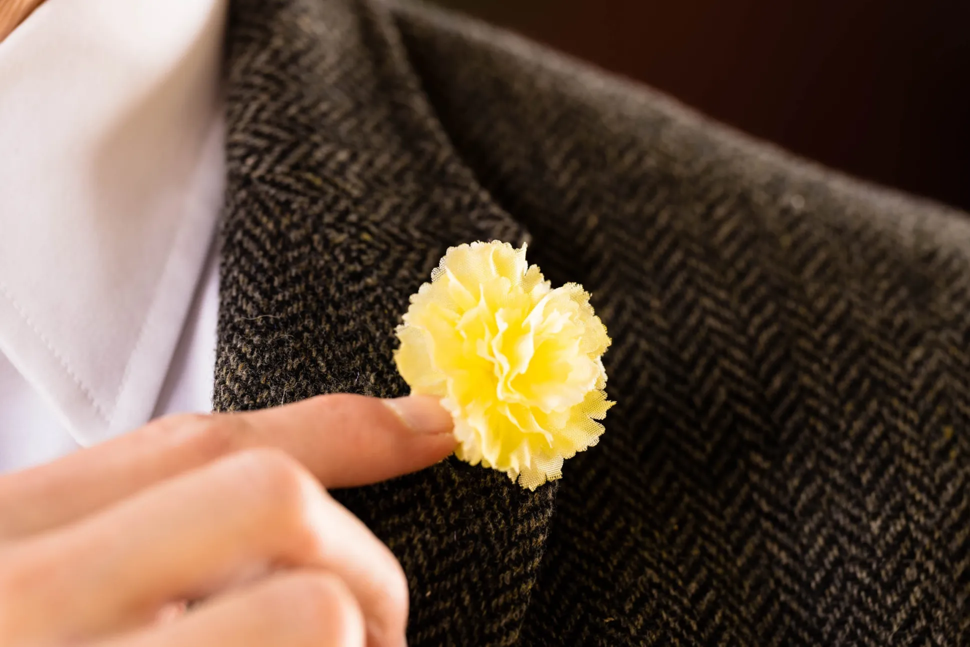 Life-Sized Bright Yellow Carnation Boutonnière Flower