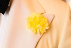 Life-Sized Bright Yellow Carnation Boutonnière Flower