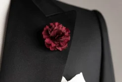 Life-Sized Burgundy Carnation Boutonnière Flower