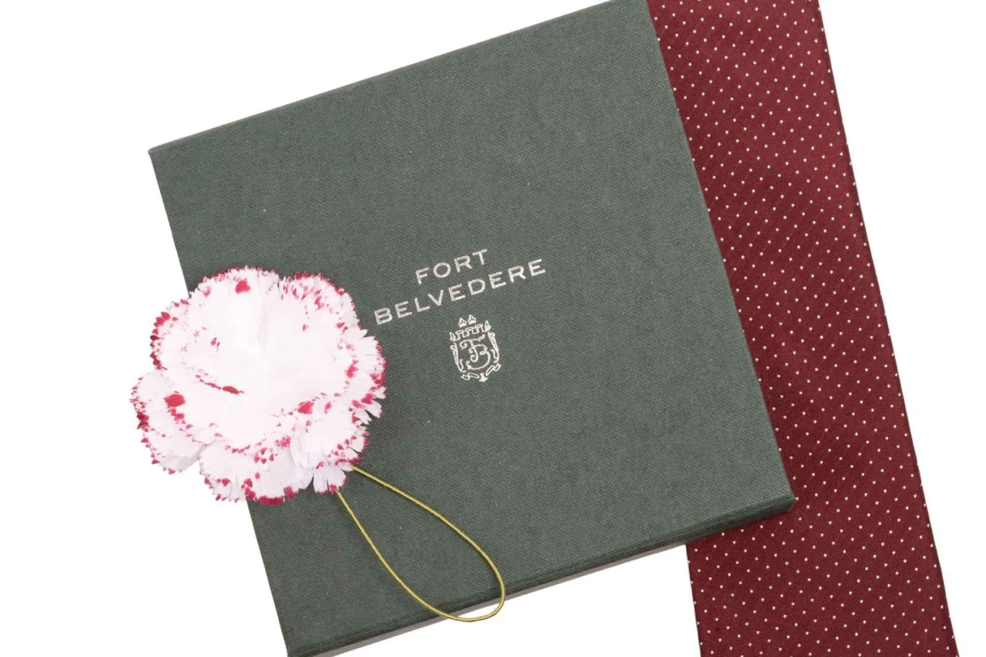 Life-Sized Magenta-Edged White Carnation Boutonnière