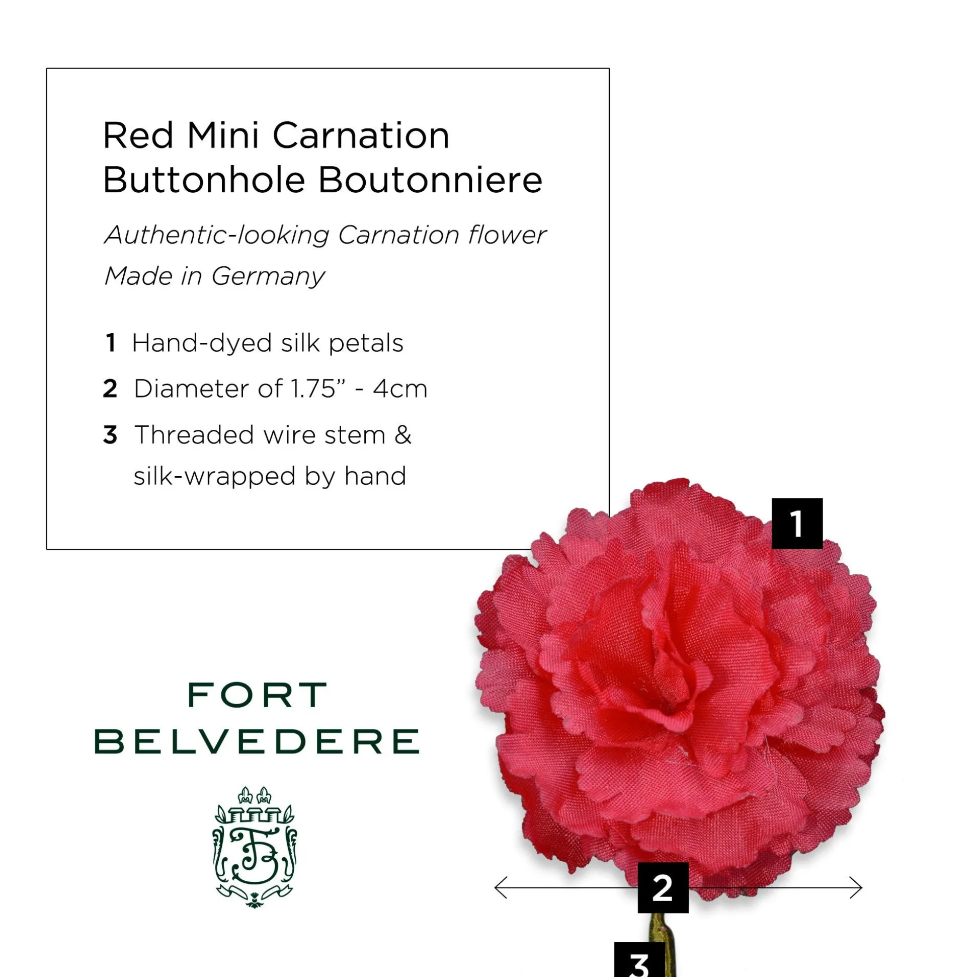 Life-Size Red Carnation Boutonnière Flower