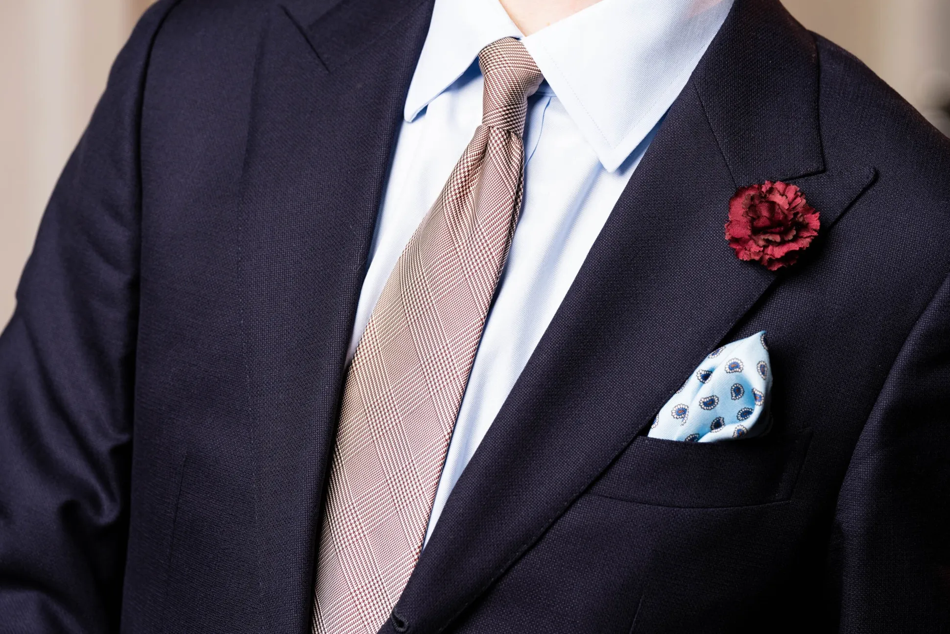 Light Blue Large & Small Paisley Silk Pocket Square