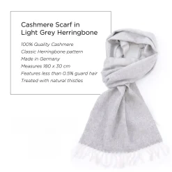 Light Gray Herringbone Cashmere Scarf