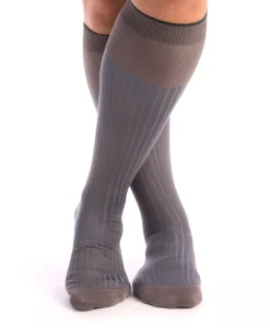 Light Gray & Light Blue Shadow Stripe Lightweight Cotton Socks
