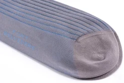 Light Gray & Light Blue Shadow Stripe Lightweight Cotton Socks