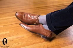 Light Gray & Light Blue Shadow Stripe Lightweight Cotton Socks