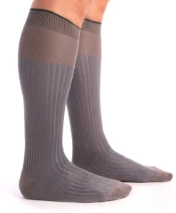 Light Gray & Light Blue Shadow Stripe Lightweight Cotton Socks
