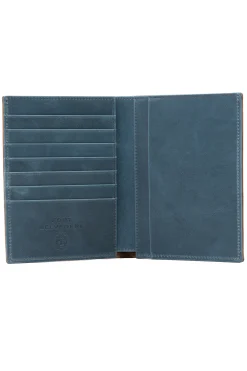 Mahogany & Blue Two Tone Full-Grain Leather Passport Holder