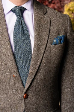 Melange Blue & Green Silk Knit Tie