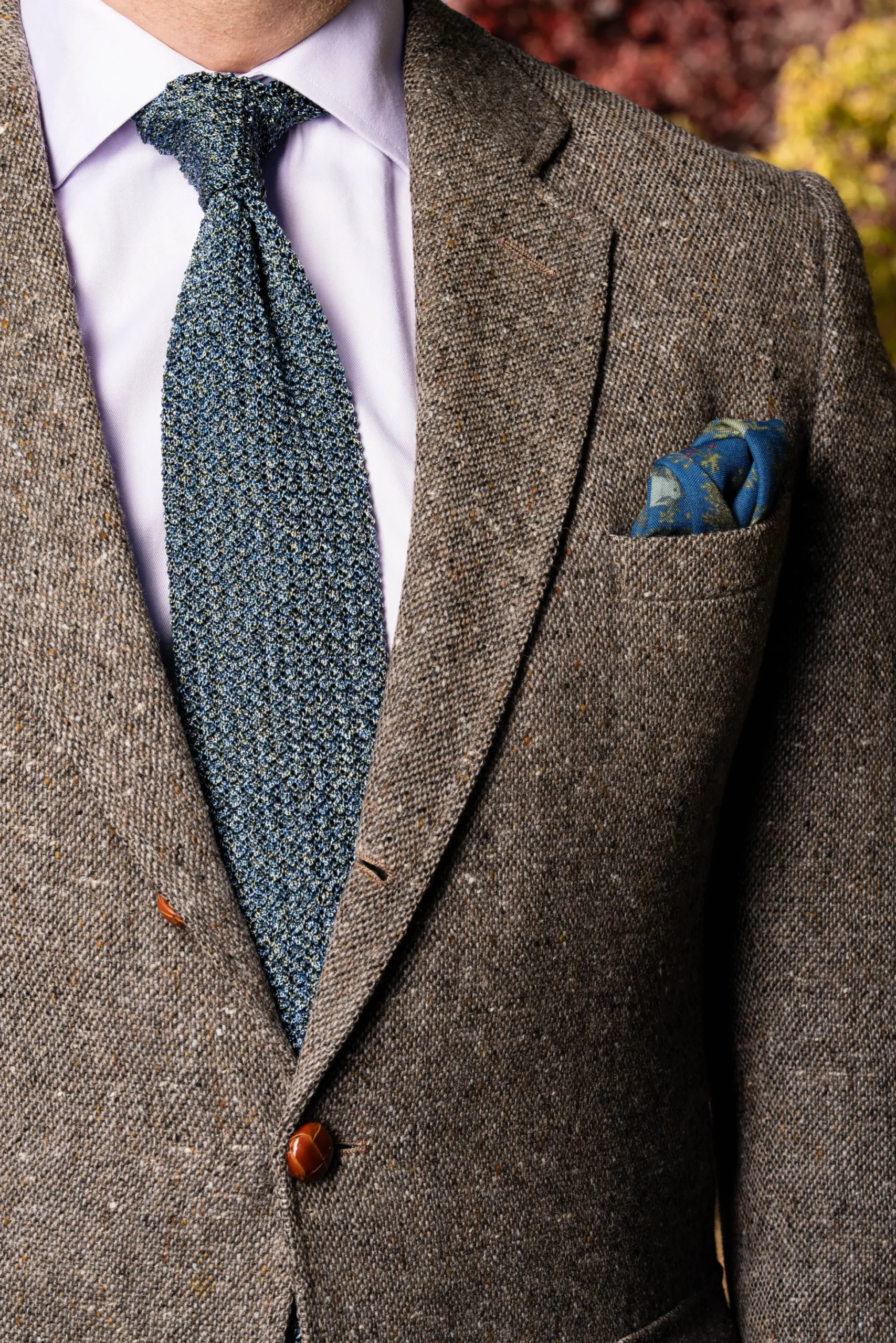Melange Blue & Green Silk Knit Tie