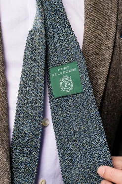 Melange Blue & Green Silk Knit Tie