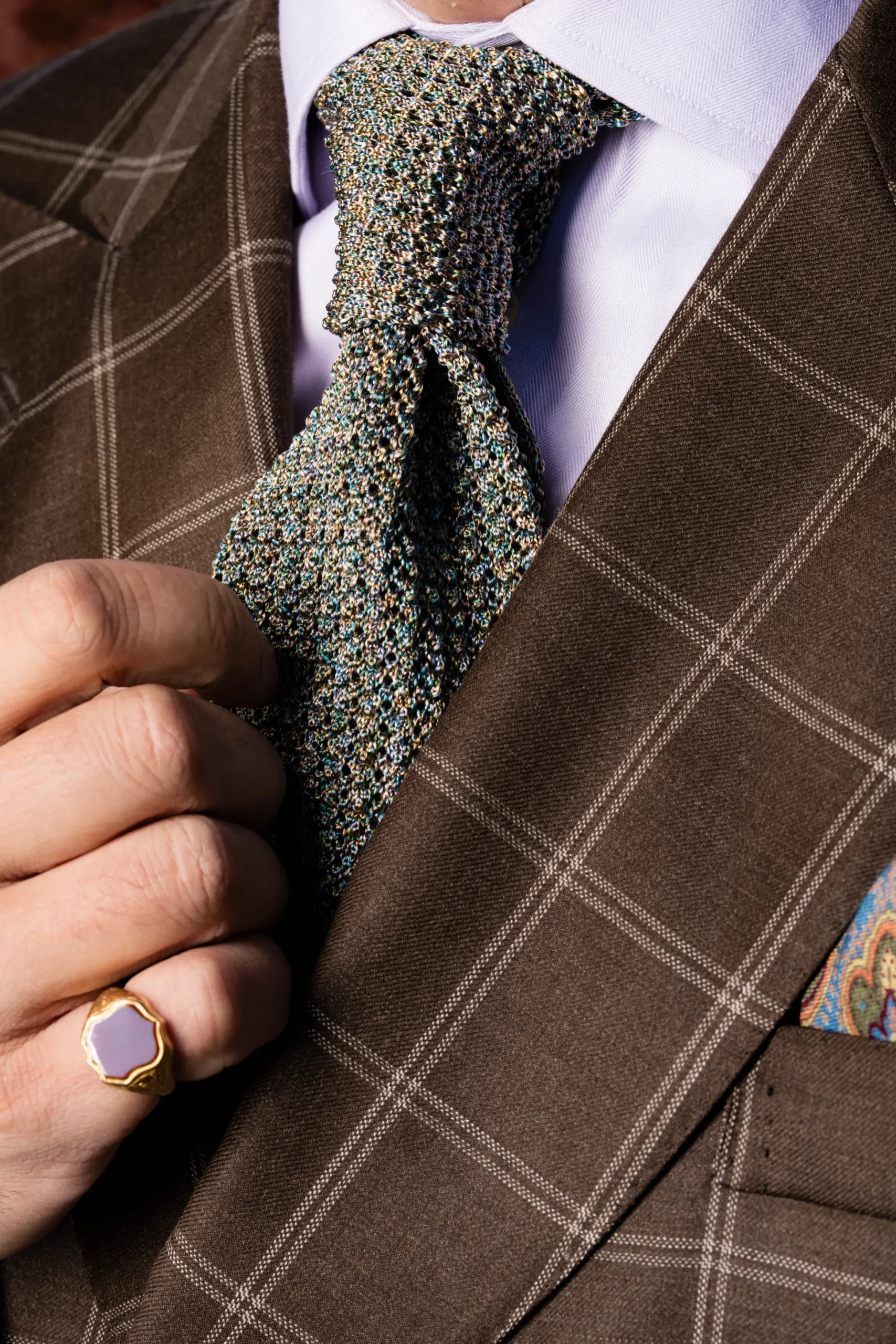 Melange Oatmeal & Spring Silk Knit Tie