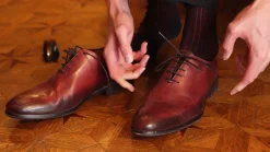 Midnight Blue & Burgundy Red Shadow Stripe Lightweight Cotton Socks