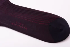 Midnight Blue & Burgundy Red Shadow Stripe Lightweight Cotton Socks