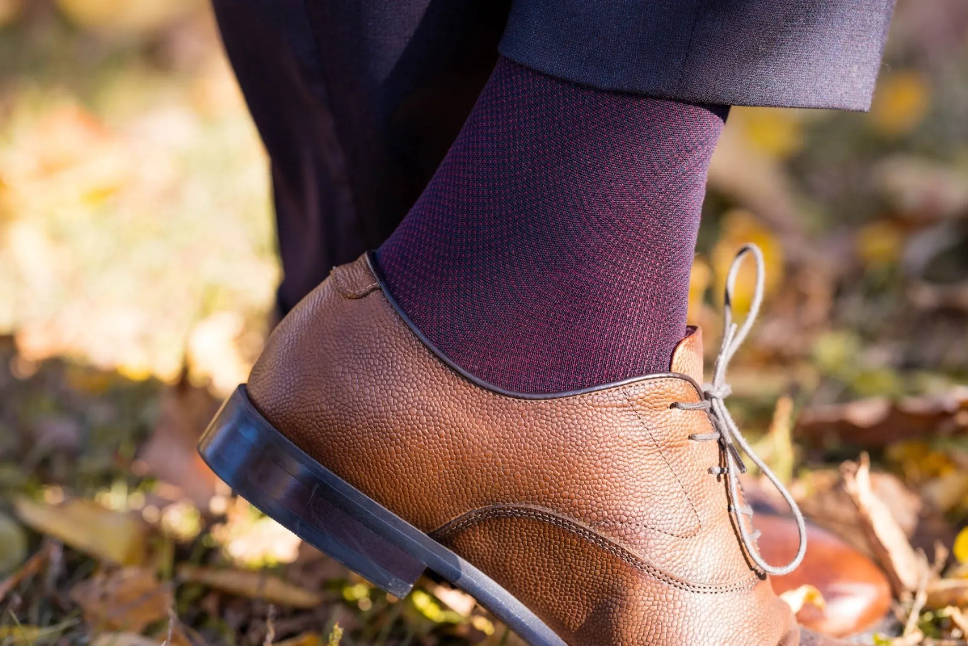 Midnight Blue & Burgundy Two-Tone Cotton Socks
