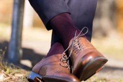 Midnight Blue & Burgundy Two-Tone Cotton Socks