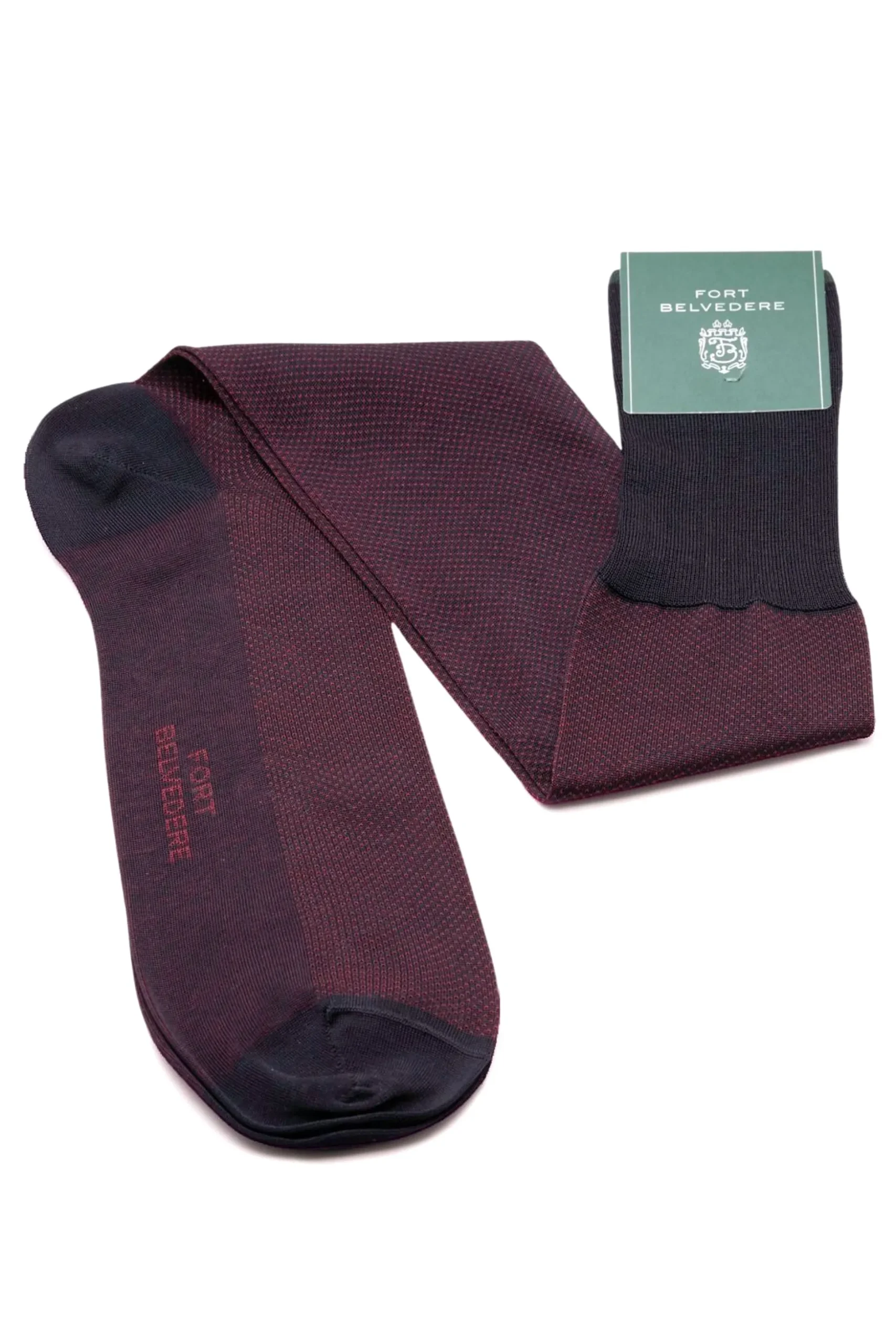 Midnight Blue & Burgundy Two-Tone Cotton Socks