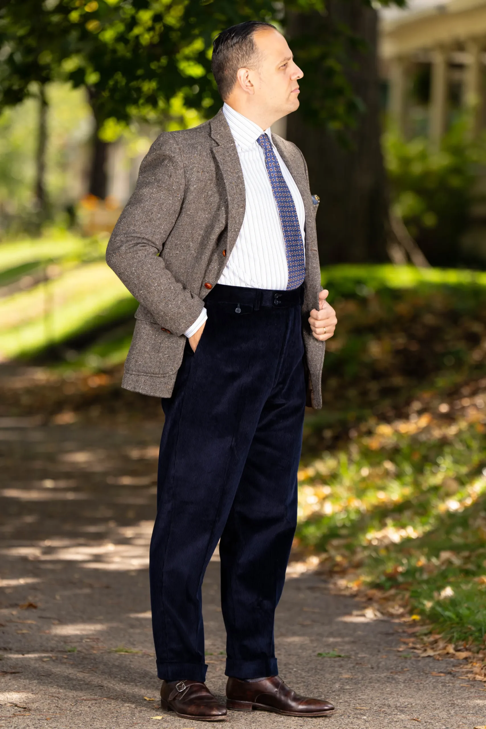 Midnight Navy Blue Stancliffe Corduroy Trousers