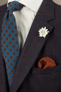 Mohair Blue Geometric Wool Challis Tie