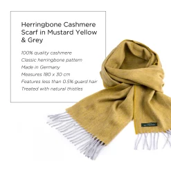 Mustard Yellow Herringbone Cashmere Scarf
