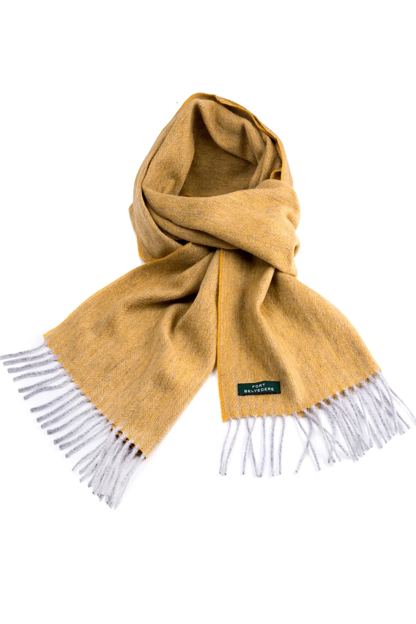 Mustard Yellow Herringbone Cashmere Scarf