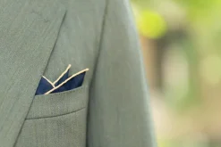 Navy Blue Paisley Silk Wool Pocket Square