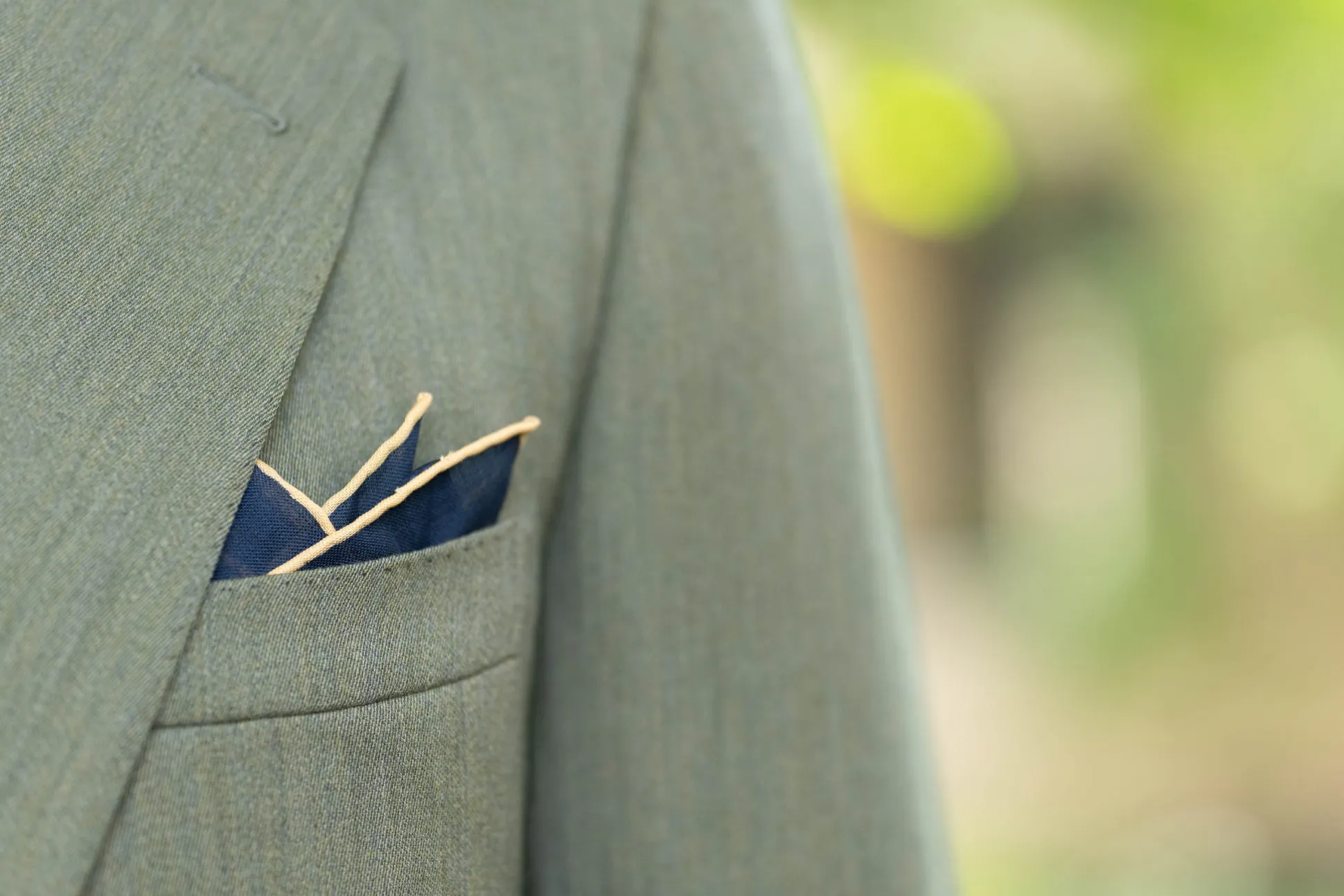 Navy Blue Paisley Silk Wool Pocket Square