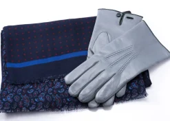Navy Blue Polka Dots & Paisley Reversible Scarf
