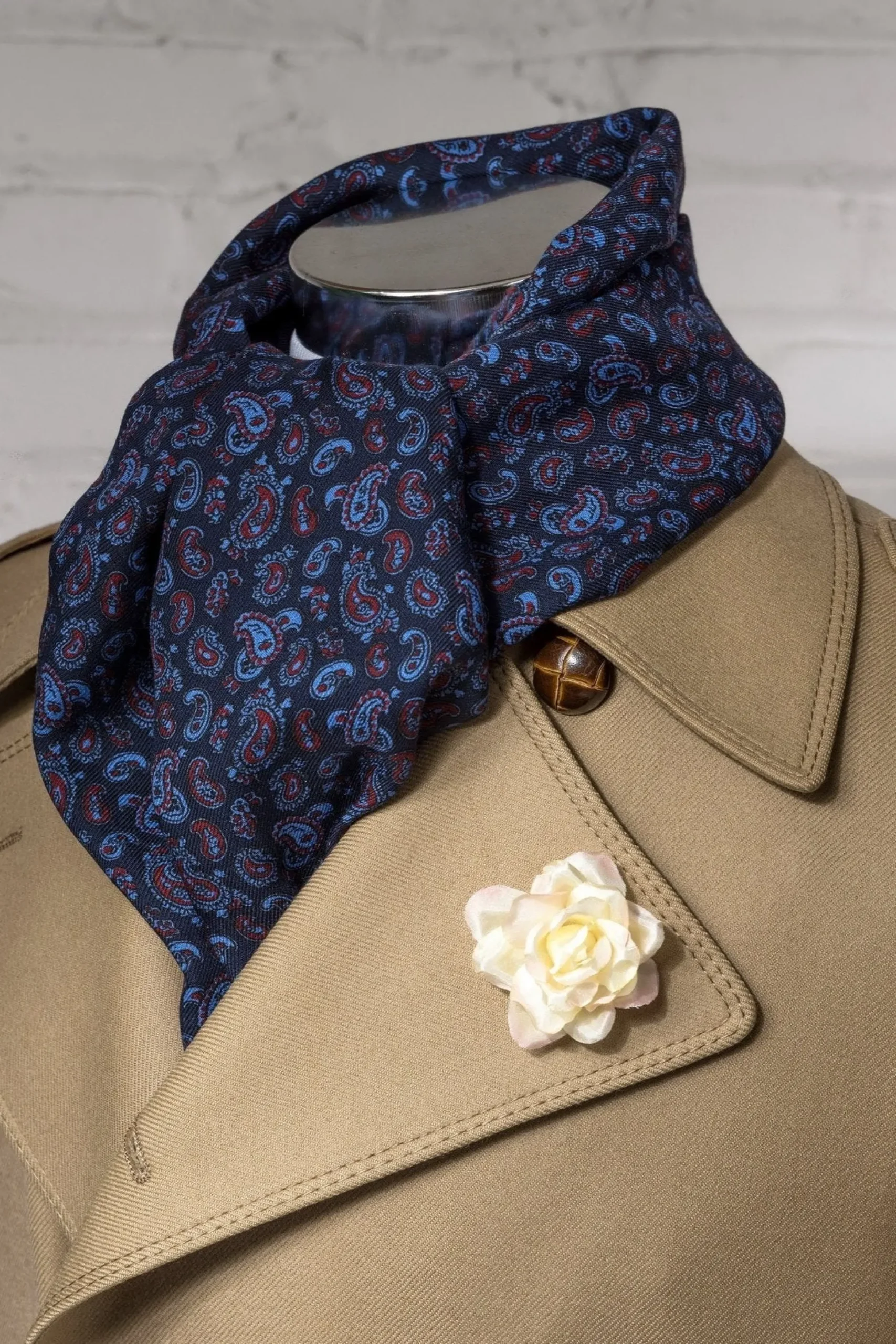 Navy Blue Polka Dots & Paisley Reversible Scarf