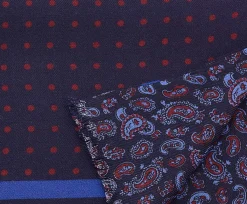Navy Blue Polka Dots & Paisley Reversible Scarf