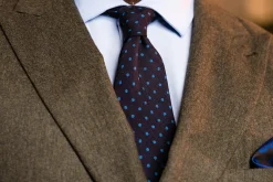 Navy & Blue Polka Dot Wool Challis Tie