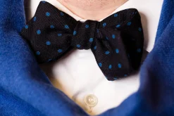 Navy & Blue Polka Dot Wool Challis Bow Tie
