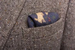Navy Blue Rabbits Silk Wool Pocket Square