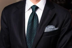 Navy Blue X-Stitch Edge Blue Linen Pocket Square