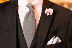 Navy Blue X-Stitch Edge White Linen Pocket Square