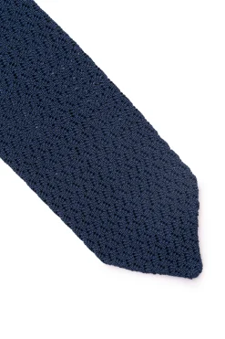 Navy Blue Zigzag Silk Knit Tie
