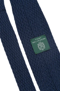 Navy Blue Zigzag Silk Knit Tie