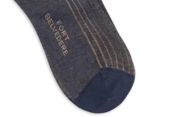 Navy & Khaki Shadow Stripe Lightweight Cotton Socks