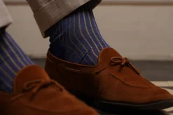 Navy & Khaki Shadow Stripe Lightweight Cotton Socks