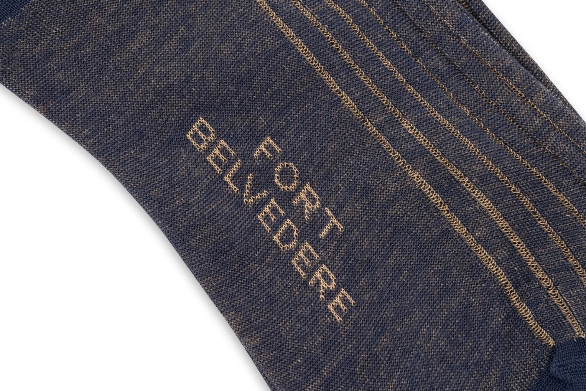Navy & Khaki Shadow Stripe Lightweight Cotton Socks