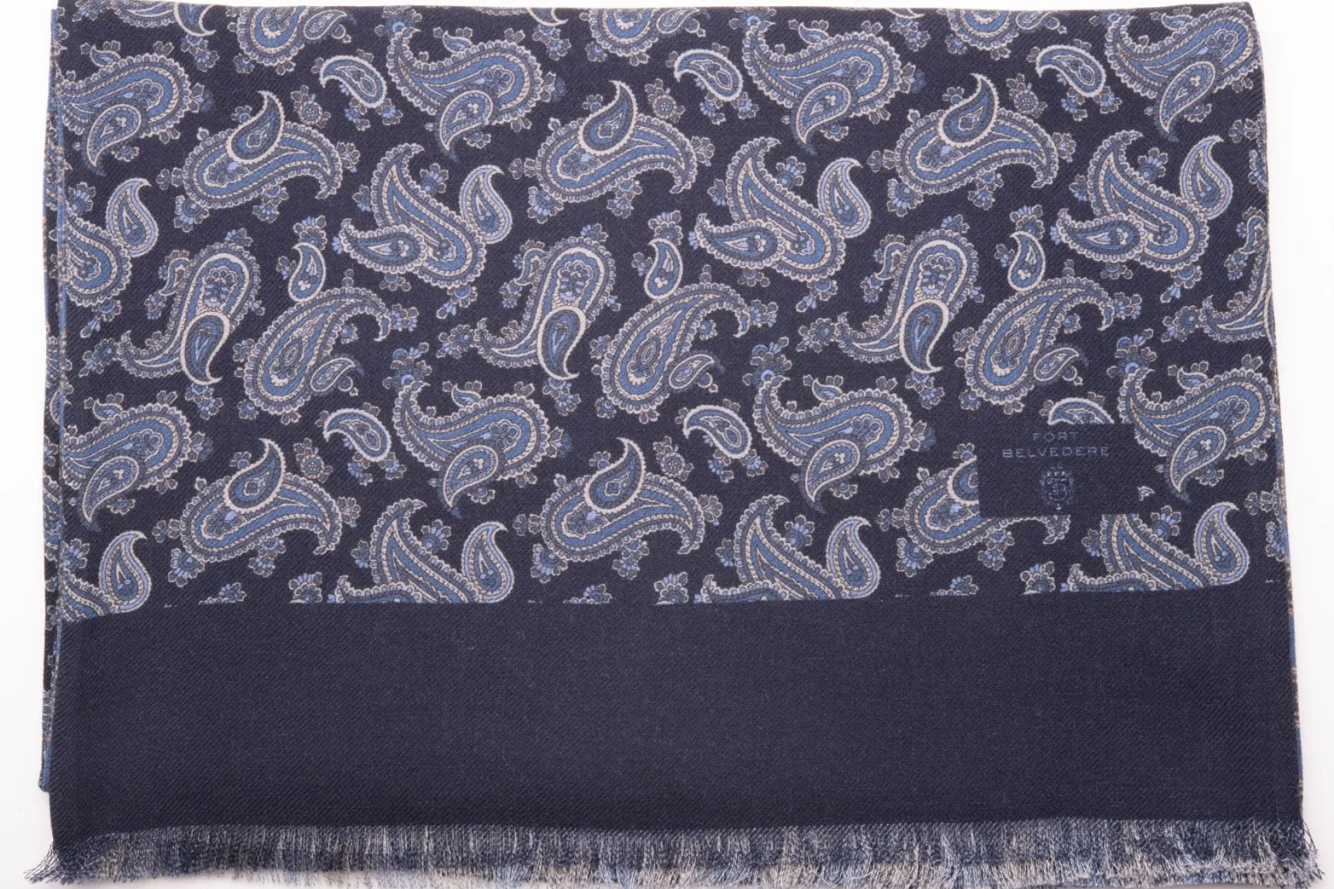 Navy Paisley & Diamond Double Sided Scarf