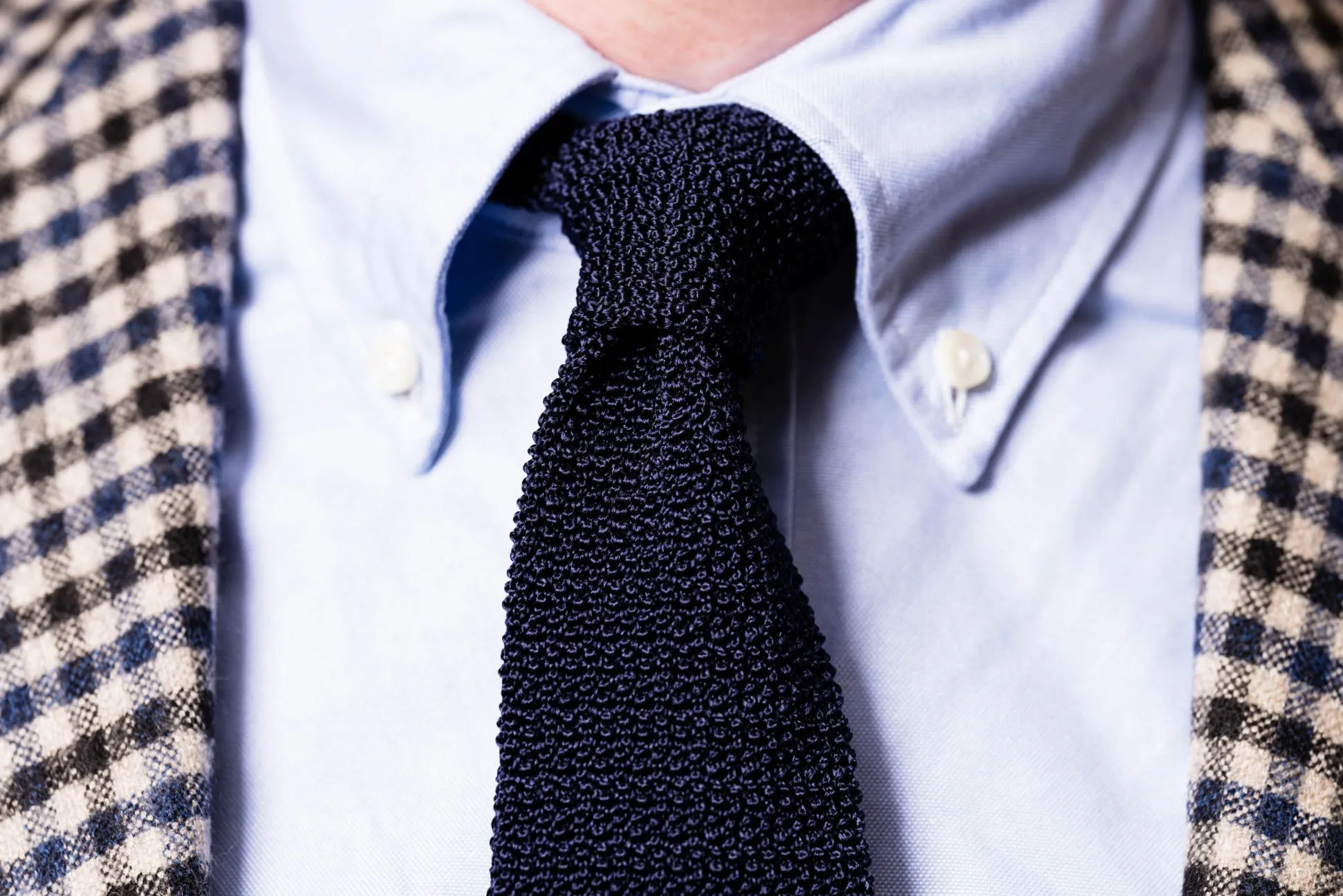 Navy Silk Knit Tie