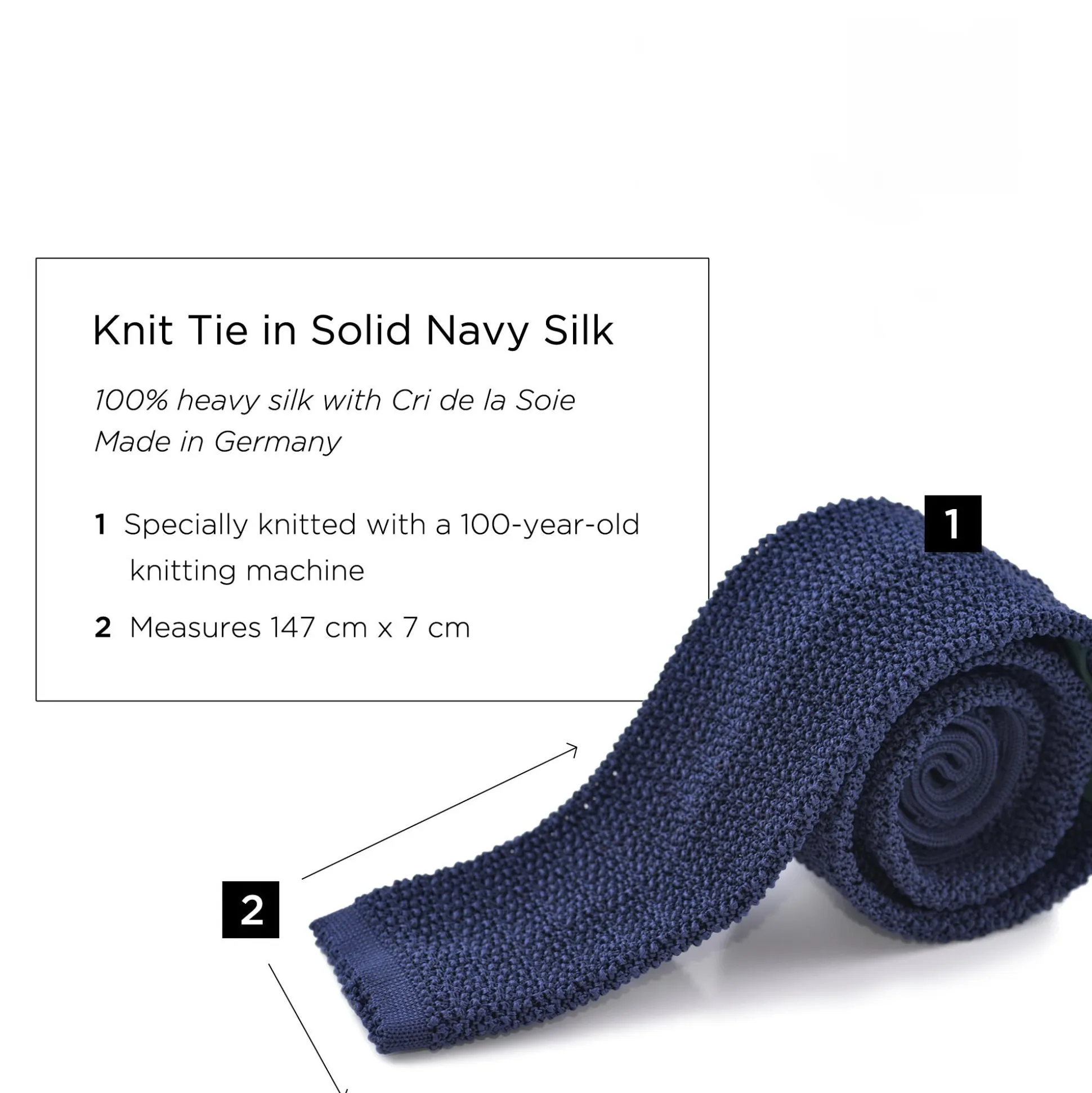 Navy Silk Knit Tie